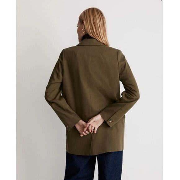 Madewell | Drapeweave Caldwell Double-Breasted Blazer | Kale Green | Women’s Med - Picture 3 of 11